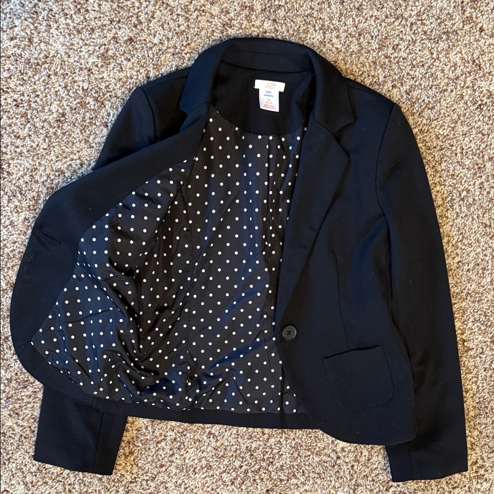 Girls Black Blazer with Polka Dot Lining size 10/12 - Picture 3 of 5